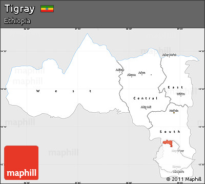 Silver Style Simple Map of Tigray, single color outside