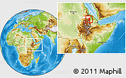 Physical Location Map of South, highlighted parent region, within the entire country