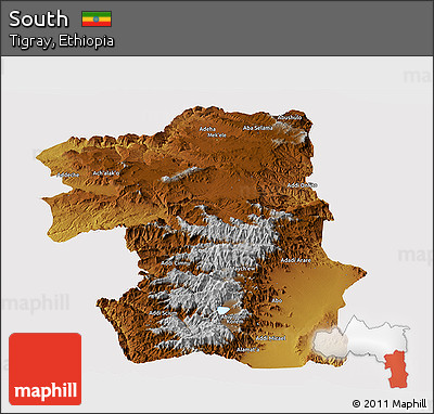 Physical Panoramic Map of South, cropped outside