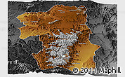 Physical Panoramic Map of South, darken, desaturated