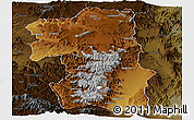 Physical Panoramic Map of South, darken