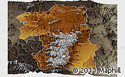 Physical Panoramic Map of South, darken, semi-desaturated