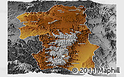 Physical Panoramic Map of South, desaturated