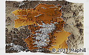 Physical Panoramic Map of South, semi-desaturated