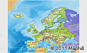Physical 3D Map of Europe, political outside