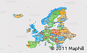 Political 3D Map of Europe, cropped outside