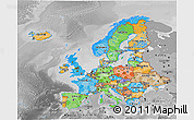 Political 3D Map of Europe, desaturated