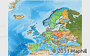Political 3D Map of Europe, satellite outside, bathymetry sea