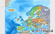 Political 3D Map of Europe, semi-desaturated, land only