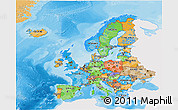 Political 3D Map of Europe, single color outside