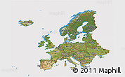 Satellite 3D Map of Europe, cropped outside