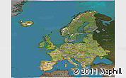 Satellite 3D Map of Europe, darken, land only