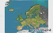 Satellite 3D Map of Europe, desaturated, land only