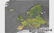 Satellite 3D Map of Europe, desaturated