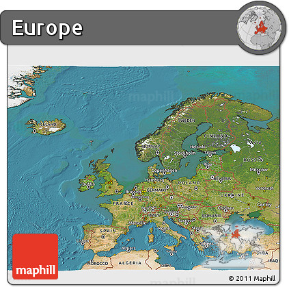 Satellite 3D Map of Europe