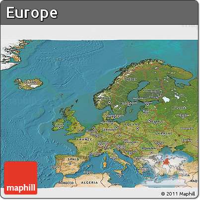 Satellite 3D Map of Europe