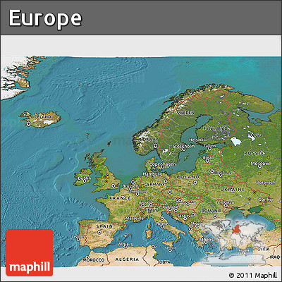 Satellite 3D Map of Europe