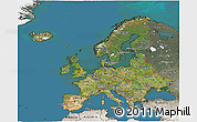 Satellite 3D Map of Europe, semi-desaturated, land only