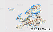 Shaded Relief 3D Map of Europe, cropped outside