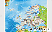 Shaded Relief 3D Map of Europe, physical outside