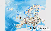Shaded Relief 3D Map of Europe, single color outside