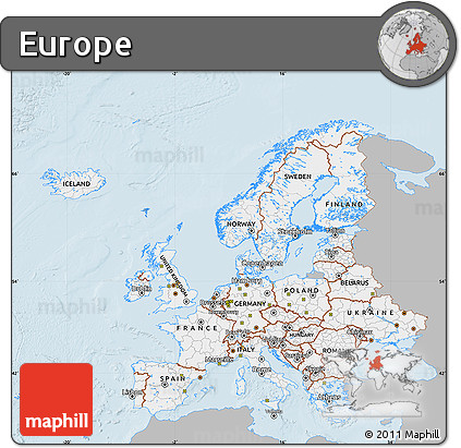 Gray Map of Europe, single color outside