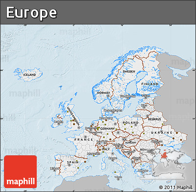 Gray Map of Europe, single color outside