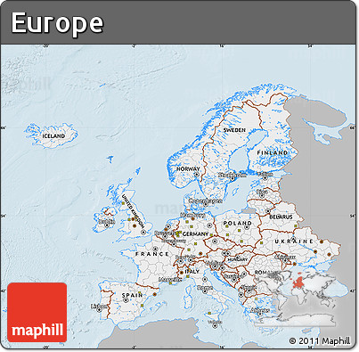 Gray Map of Europe, single color outside