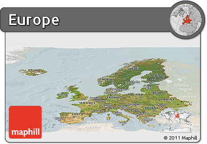 Satellite Panoramic Map of Europe, lighten
