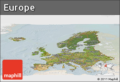 Satellite Panoramic Map of Europe, lighten