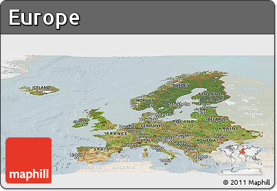 Satellite Panoramic Map of Europe, lighten