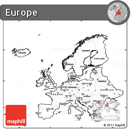 Blank Simple Map of Europe, cropped outside