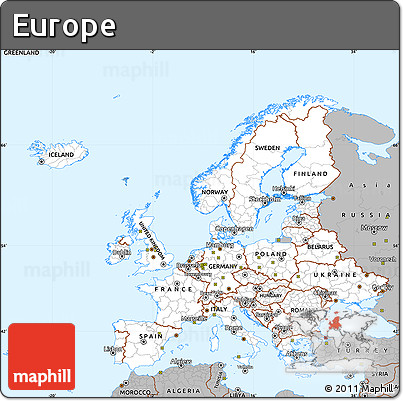 Gray Simple Map of Europe
