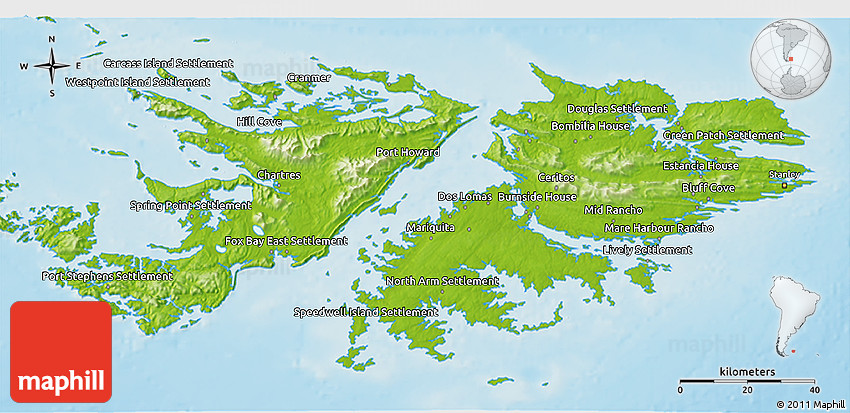 Stanley Falkland Islands Map Physical 3D Map Of Falkland Islands (Islas Malvinas)