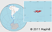 Gray Location Map of Falkland Islands (Islas Malvinas), highlighted continent