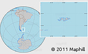 Gray Location Map of Falkland Islands (Islas Malvinas), hill shading inside