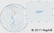 Gray Location Map of Falkland Islands (Islas Malvinas), lighten, semi-desaturated