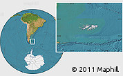 Gray Location Map of Falkland Islands (Islas Malvinas), satellite outside