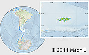 Physical Location Map of Falkland Islands (Islas Malvinas), lighten