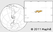 Political Location Map of Falkland Islands (Islas Malvinas), blank outside