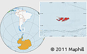 Political Location Map of Falkland Islands (Islas Malvinas), highlighted continent