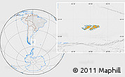 Political Location Map of Falkland Islands (Islas Malvinas), lighten, desaturated