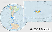 Political Location Map of Falkland Islands (Islas Malvinas), lighten, land only