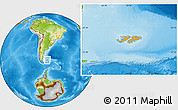 Political Location Map of Falkland Islands (Islas Malvinas), physical outside