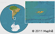 Political Location Map of Falkland Islands (Islas Malvinas), satellite outside