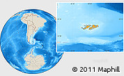 Political Location Map of Falkland Islands (Islas Malvinas), shaded relief outside