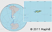 Satellite Location Map of Falkland Islands (Islas Malvinas), gray outside