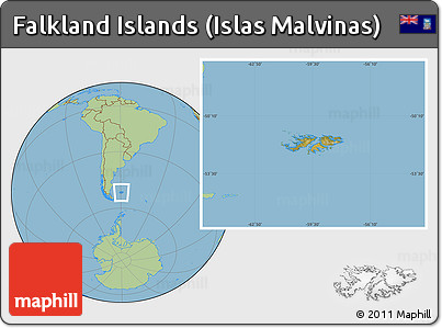 Satellite Location Map of Falkland Islands (Islas Malvinas), savanna style outside
