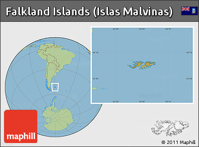 Satellite Location Map of Falkland Islands (Islas Malvinas), savanna style outside