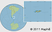 Satellite Location Map of Falkland Islands (Islas Malvinas), savanna style outside